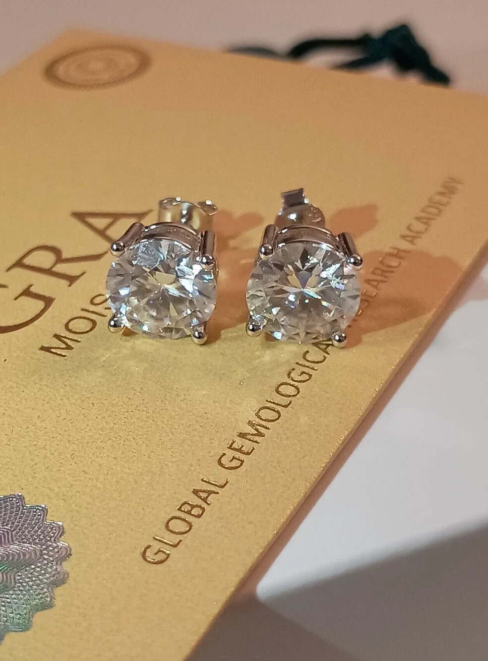 Huge 6CT Moissanite Prong Studs Earrings Real 925 Silver 18k G/P GRA Certificate